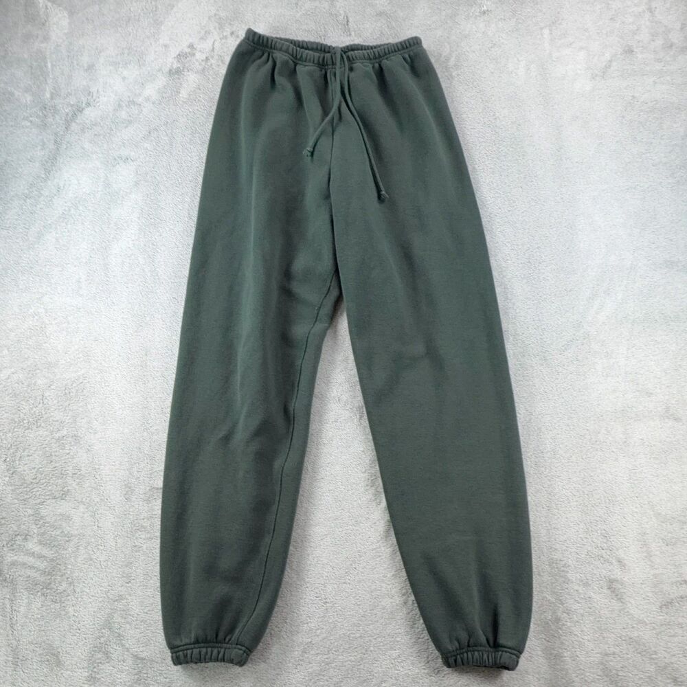 Skims Women Dark Green Jogger Sweatpants XS Fleece Lined Tapered Leg Drawstring